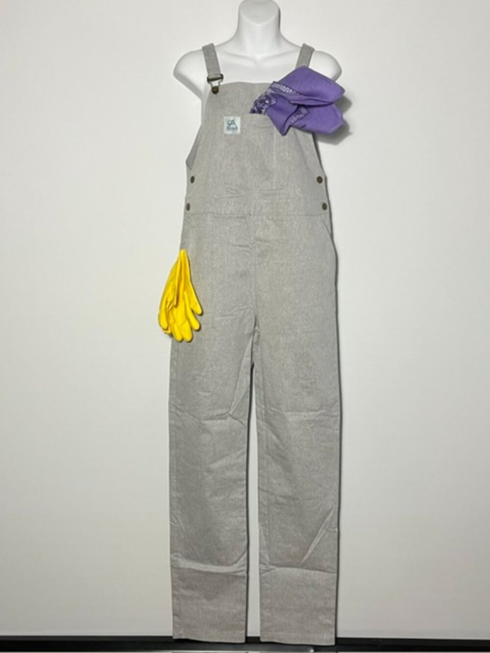 WILD WOODS Light Gray Riverbank Overalls Size L NWT